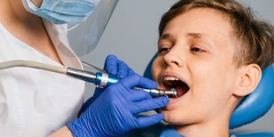 image of child getting a dental cleaning